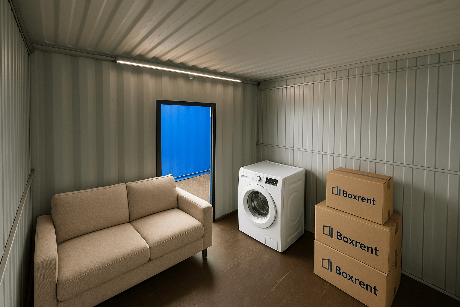 open container with furniture & boxes